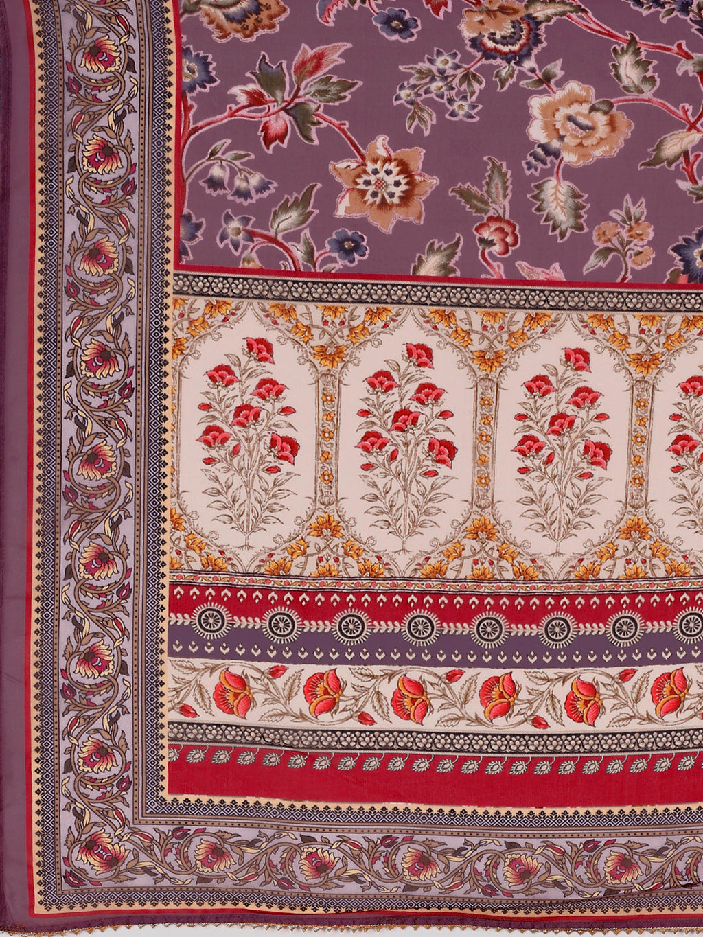 Hand Embroidered & Brasso Kurta With Pant & Organza Printed Dupatta, Purple - Hiral Fashion | Grocsy