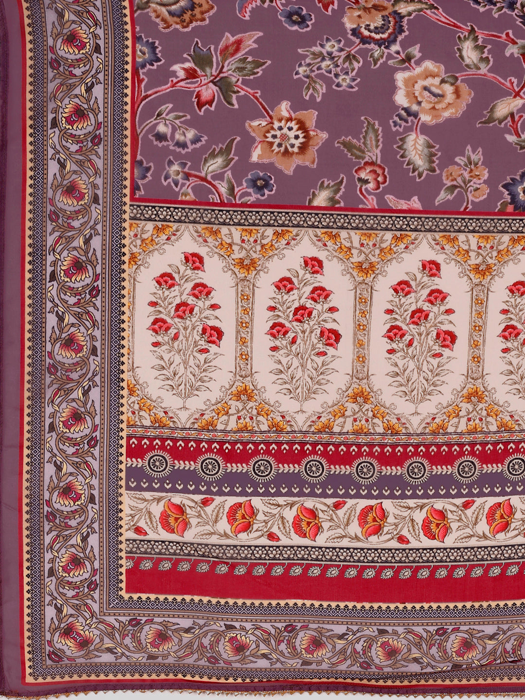 Hand Embroidered & Brasso Kurta With Pant & Organza Printed Dupatta, Purple - Hiral Fashion | Grocsy