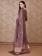 Hand Embroidered & Brasso Kurta With Pant & Organza Printed Dupatta, Purple - Hiral Fashion | Grocsy