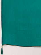 Embroidered & Floral Printed Kurta With Pant & Dupatta, Teal - Hiral Fashion | Grocsy