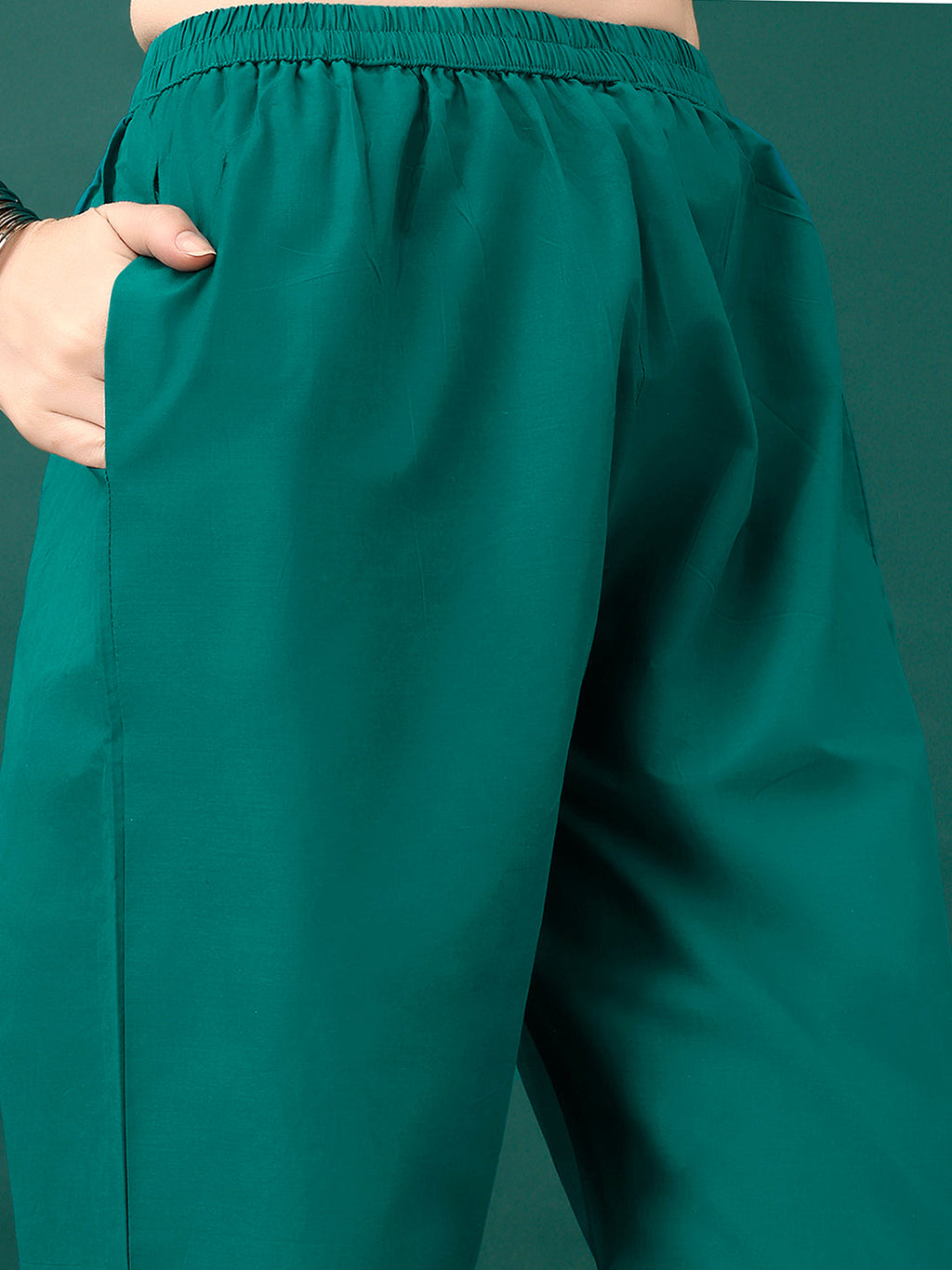 Embroidered & Floral Printed Kurta With Pant & Dupatta, Teal - Hiral Fashion | Grocsy