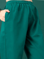 Embroidered & Floral Printed Kurta With Pant & Dupatta, Teal - Hiral Fashion | Grocsy