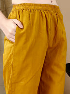 Embroidered & Floral Printed Kurta With Pant & Dupatta, Yellow - Hiral Fashion | Grocsy