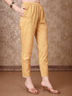 Floral Printed Cotton Kurta With Pant & Dupatta, Yellow - Hiral Fashion | Grocsy