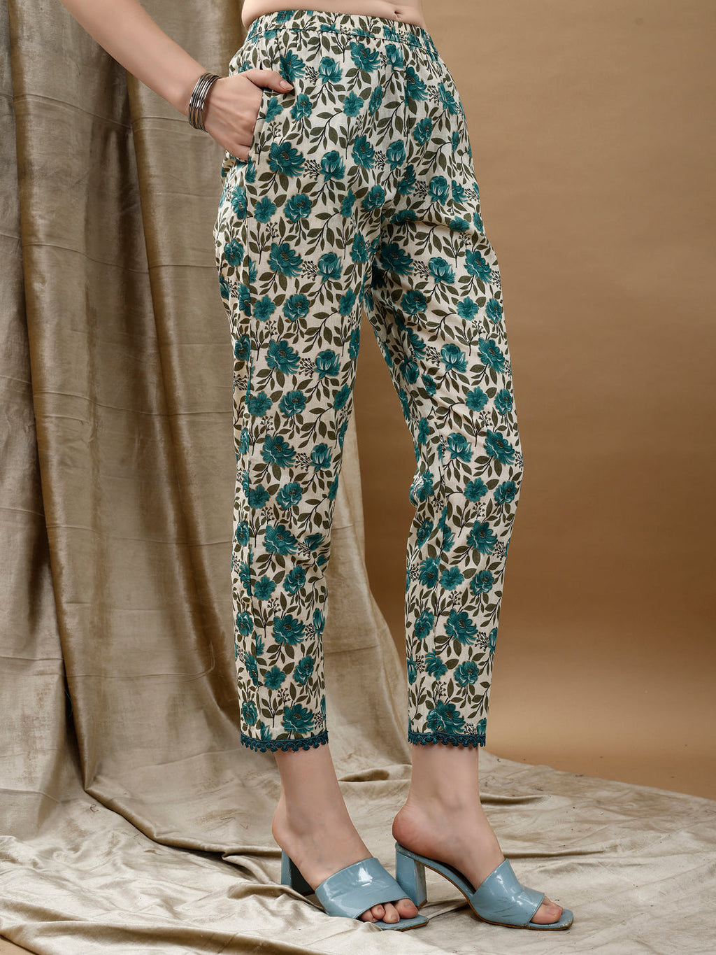 Floral Printed Anarkali Kurta With Pant & Dupatta Luxury Premium, Multicolor - Hiral Fashion | Grocsy