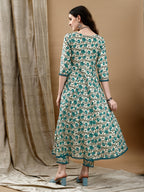 Floral Printed Anarkali Kurta With Pant & Dupatta Luxury Premium, Multicolor - Hiral Fashion | Grocsy