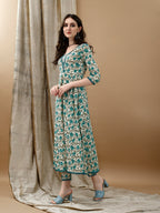 Floral Printed Anarkali Kurta With Pant & Dupatta Luxury Premium, Multicolor - Hiral Fashion | Grocsy