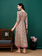 Floral Printed Anarkali Kurta With Pant & Dupatta Luxury Premium, Pink - Hiral Fashion | Grocsy
