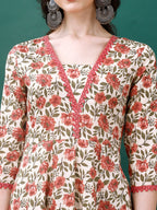 Floral Printed Anarkali Kurta With Pant & Dupatta Luxury Premium, Pink - Hiral Fashion | Grocsy