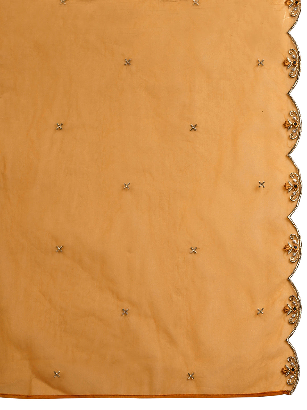 Embroidered & Bandhani Printed Flared Kurta With Pant & Printed Dupatta, Mustard - Hiral Fashion | Grocsy