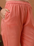 Embroidered & Floral Printed Flared Kurta With Pant & Dupatta, Pink - Hiral Fashion | Grocsy