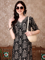 Embroidered & Printed Co Ords Kurta With Pallazo, Black - Hiral Fashion | Grocsy