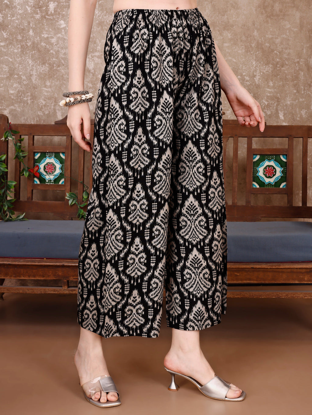 Embroidered & Printed Co Ords Kurta With Pallazo, Black - Hiral Fashion | Grocsy