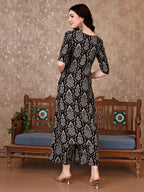 Embroidered & Printed Co Ords Kurta With Pallazo, Black - Hiral Fashion | Grocsy