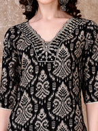 Embroidered & Printed Co Ords Kurta With Pallazo, Black - Hiral Fashion | Grocsy