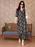Embroidered & Printed Co Ords Kurta With Pallazo, Black - Hiral Fashion | Grocsy