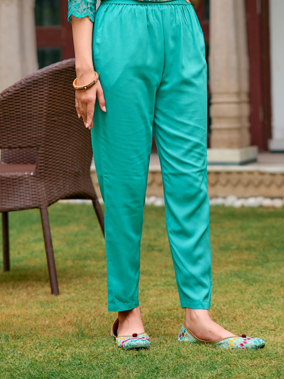 Embroidered & Floral Printed Kurta With Pant & Dupatta, Blue - Hiral Fashion | Grocsy