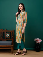 Mirror Embroidery And Shibori Printed Kurta With Pant & Dupatta, Multicolor - Hiral Fashion | Grocsy