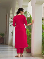 Embroidered Kurta With Pant & Bandhani Printed Embroidered Dupatta, Pink - Hiral Fashion | Grocsy