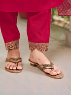 Embroidered Kurta With Pant & Bandhani Printed Embroidered Dupatta, Pink - Hiral Fashion | Grocsy