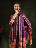 Hand Embroidered & Printed Pure Silk Kurta With Pant & Printed Dupatta, Purple - Hiral Fashion | Grocsy