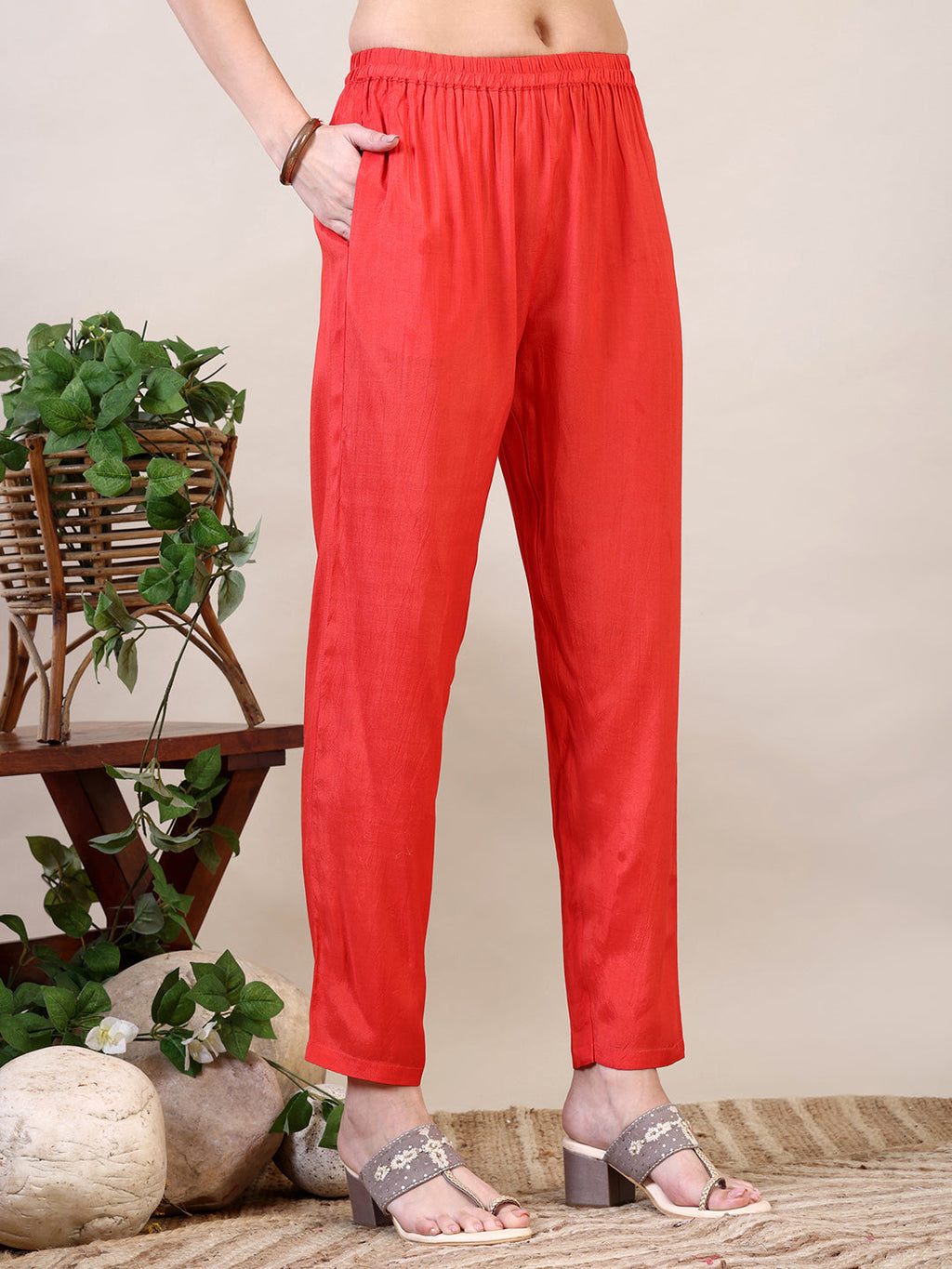 Leheriya Printed & Applique Embroidered Kurta With Pant & Dupatta, Orange - Hiral Fashion | Grocsy