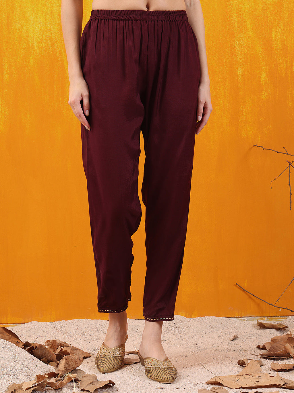 Alia Cut Embroidered Silk Blend Kurta With Pant & Dupatta, Wine - Hiral Fashion | Grocsy