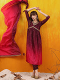 Alia Cut Embroidered Silk Blend Kurta With Pant & Dupatta, Wine - Hiral Fashion | Grocsy