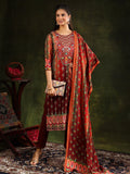 Embroidered & Printed Pure Silk Kurta With Pant & Printed Dupatta, Rust - Hiral Fashion | Grocsy