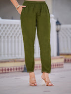 Pure Banarasi Jacquard Hand Embroidered Kurta With Pant & Banarasi Jacquard Dupatta, Green - Hiral Fashion | Grocsy