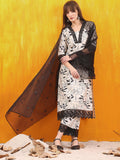 Embroidered And Floral Printed Lace Detailed Kurta With Palazzo Pant & Dupatta, White - Hiral Fashion | Grocsy