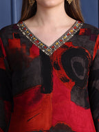 Hand Embroidered & Printed Kurta With Pant & Dupatta, Black - Hiral Fashion | Grocsy