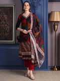 Hand Embroidered & Printed Kurta With Pant & Dupatta, Maroon - Hiral Fashion | Grocsy