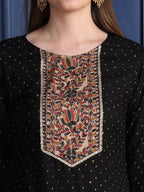 Hand Embroidered & Printed Kurta With Pant & Dupatta, Black - Hiral Fashion | Grocsy