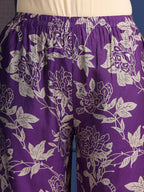 Embroidered & Printed Kurta With Palazzo & Dupatta, Purple - Hiral Fashion | Grocsy