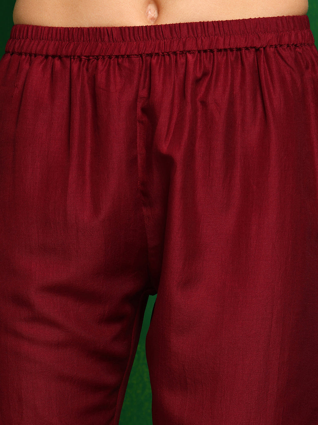Mirror Embroidered Kurta With Pant & Necklace Dupatta, Maroon - Hiral Fashion | Grocsy