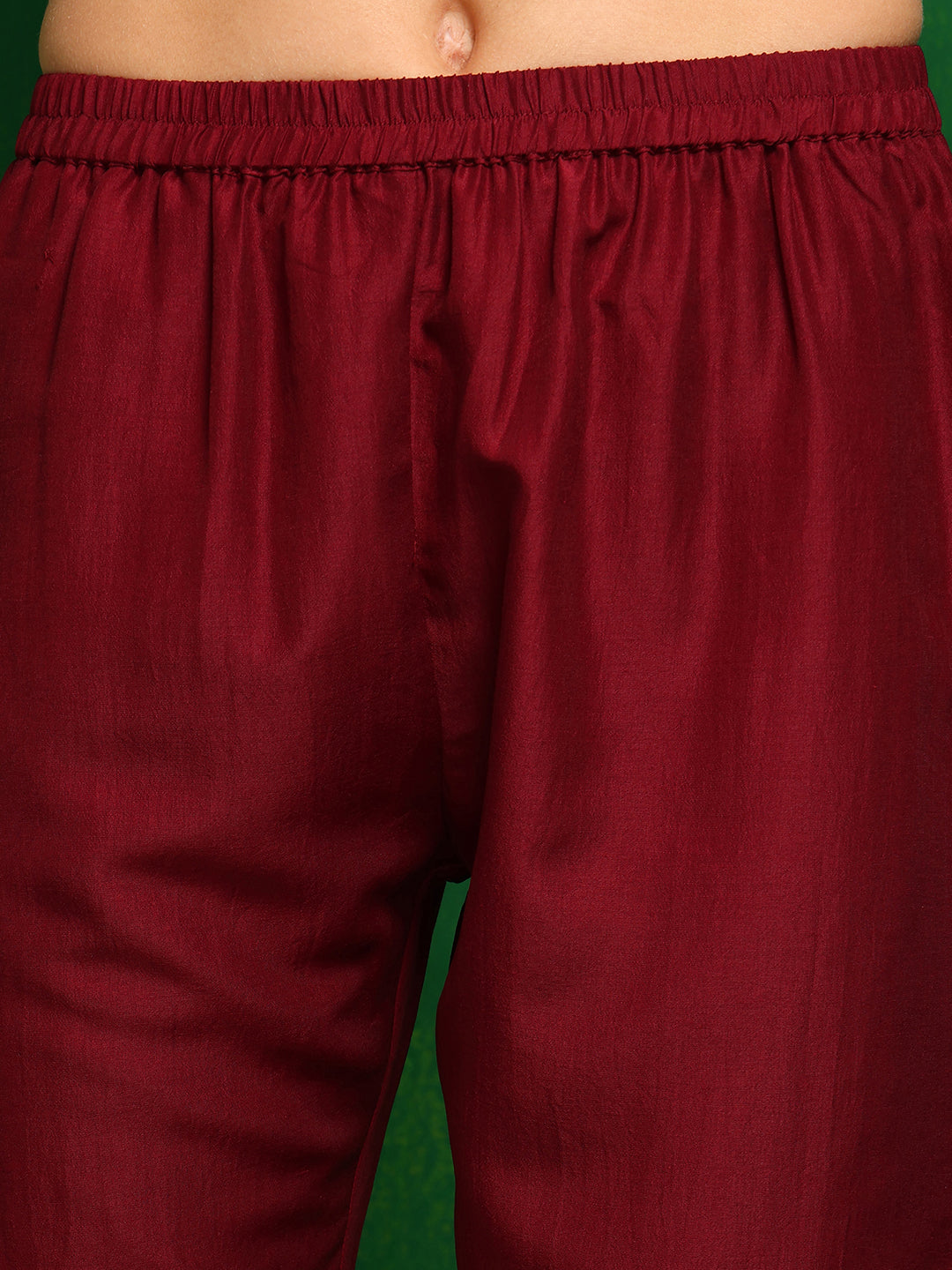 Mirror Embroidered Kurta With Pant & Necklace Dupatta, Maroon - Hiral Fashion | Grocsy