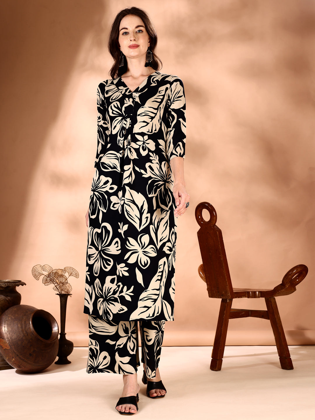 Botanical Printed Co Ords Set, Black - Hiral Fashion | Grocsy