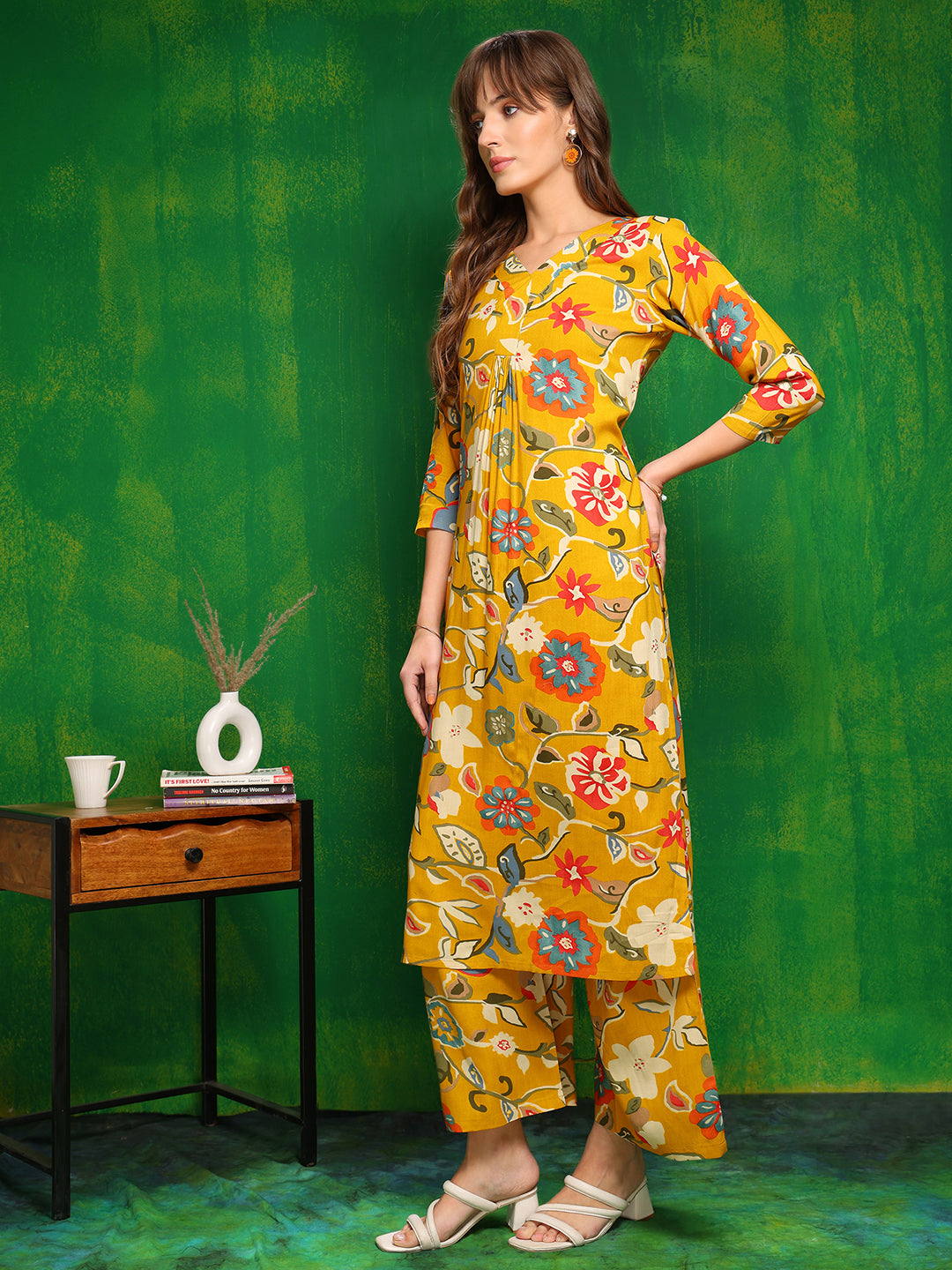 Botanical Printed Co Ords Set, Yellow - Hiral Fashion | Grocsy
