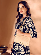 Botanical Printed Co Ords Set, Navy Blue - Hiral Fashion | Grocsy