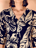 Botanical Printed Co Ords Set, Navy Blue - Hiral Fashion | Grocsy