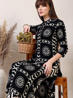 Ethnic Motifs Printed Afghani Pant Co-Ords, Black - Hiral Fashion | Grocsy