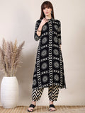 Ethnic Motifs Printed Afghani Pant Co-Ords, Black - Hiral Fashion | Grocsy