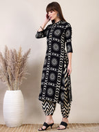 Ethnic Motifs Printed Afghani Pant Co-Ords, Black - Hiral Fashion | Grocsy