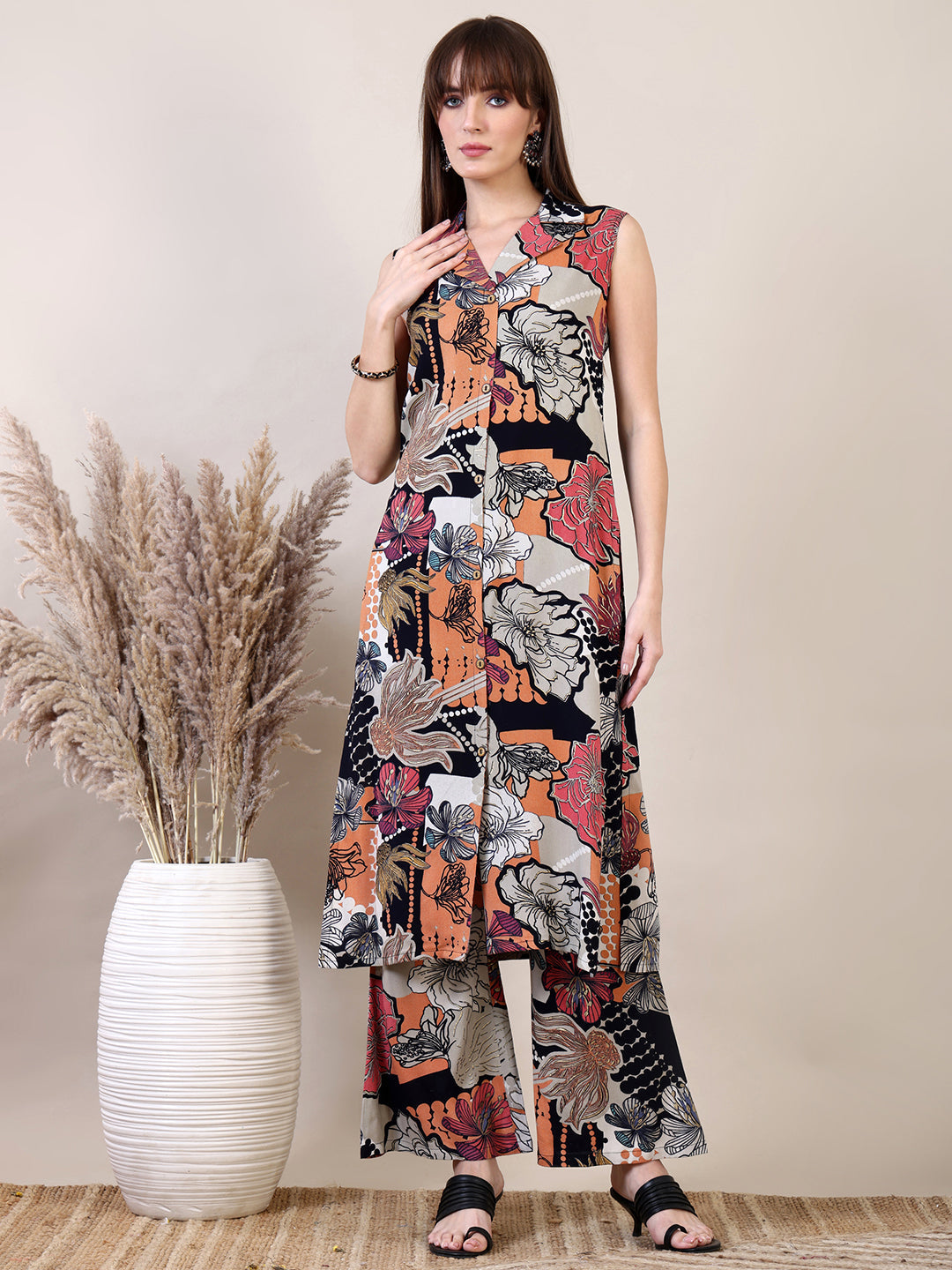 Floral Printed Co-Ords Set, Black - Hiral Fashion | Grocsy