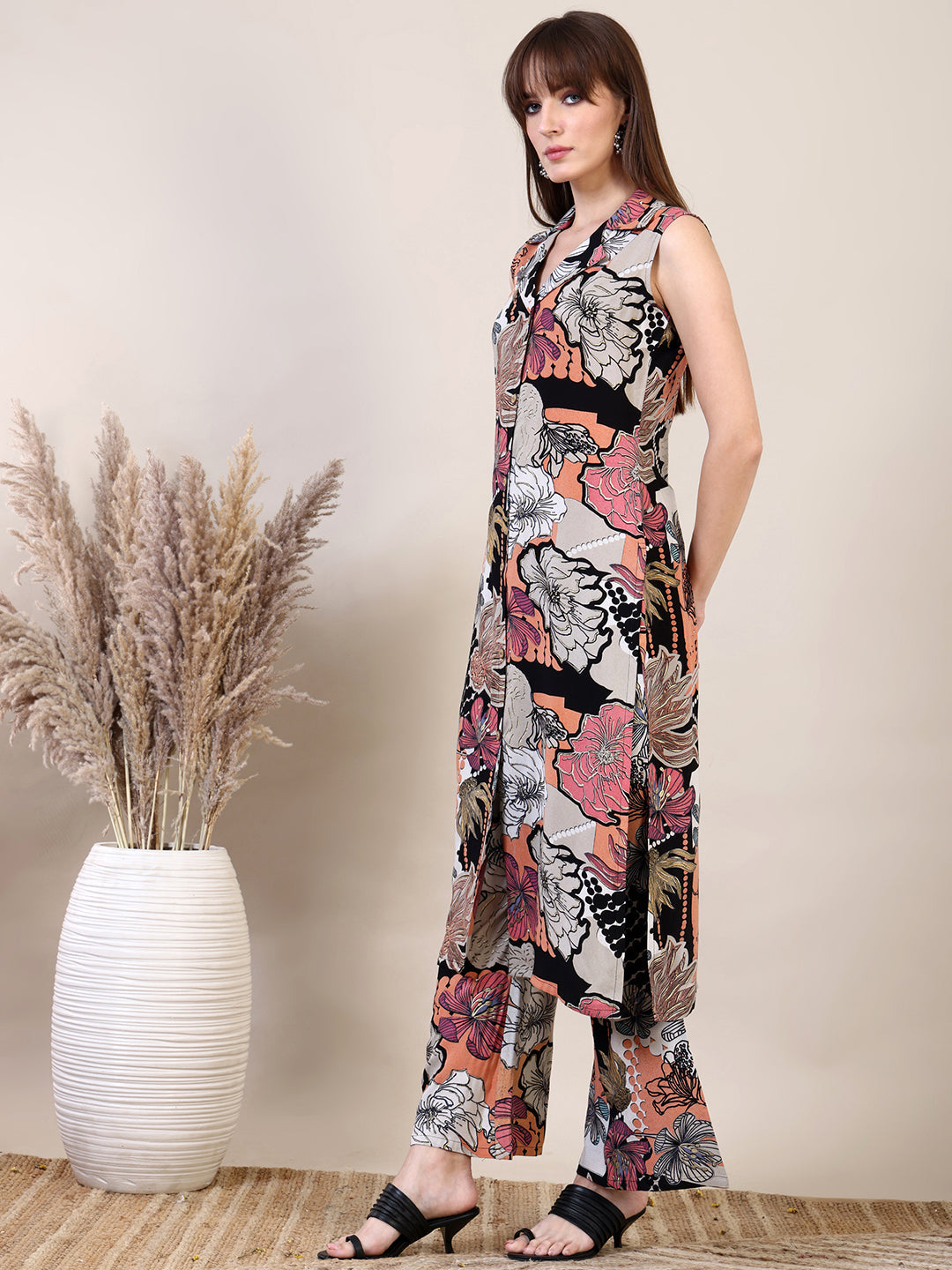 Floral Printed Co-Ords Set, Navy Blue - Hiral Fashion | Grocsy