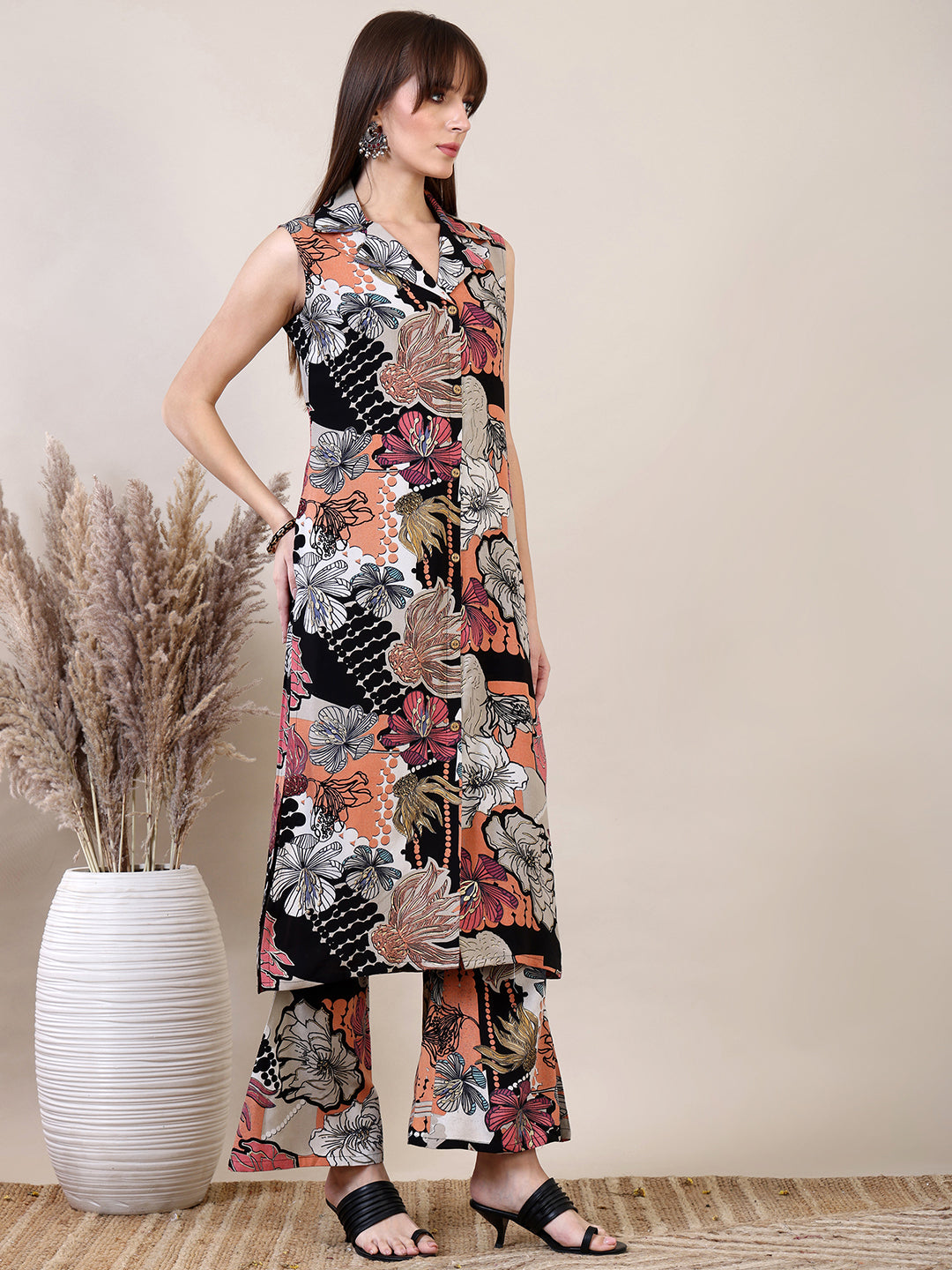Floral Printed Co-Ords Set, Navy Blue - Hiral Fashion | Grocsy