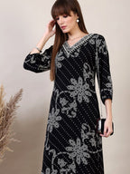Embroidered & Floral Printed Co-Ords, Black - Hiral Fashion | Grocsy
