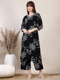 Embroidered & Floral Printed Co-Ords, Black - Hiral Fashion | Grocsy