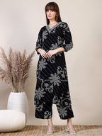 Embroidered & Floral Printed Co-Ords, Black - Hiral Fashion | Grocsy